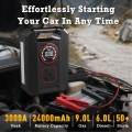 GCZ 3000A Peak Portable Jump Starter with Air Compressor 150PSI, Battery Booster (up to 9.0L Gas&6.0L Diesel), 24,000mAh Power pack with Dual Cylinder & LED Display&Flashlight