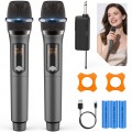  GCZ Rechargeable Wireless Microphones, Dual Handheld Dynamic UHF Wireless Mic for Karaoke Singing, Wedding, DJ, Party, Speech, Church, Class Use,PA System, Gray