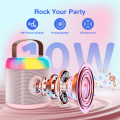 Mini Karaoke Machine with 2 Wireless Microphones, Portable Karaoke Singing System with LED Lights, Ideal Gifts for Home Party(Pink)