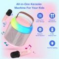 Mini Karaoke Machine with 2 Wireless Microphones, Portable Karaoke Singing System with LED Lights, Ideal Gifts for Home Party(Pink)