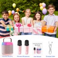 Mini Karaoke Machine with 2 Wireless Microphones, Portable Karaoke Singing System with LED Lights, Ideal Gifts for Home Party(Pink)