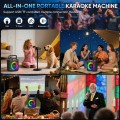 Karaoke Machine with 2 Wireless Microphones, Portable 30W Home Speaker System for Adults with Disco Lights and Strap