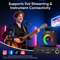 Karaoke Machine with 2 Wireless Microphones, Portable 30W Home Speaker System for Adults with Disco Lights and Strap