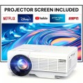 Projector with Screen, Bluetooth 5.2, Support FHD 1080P Portable Projector for TV Stick/Phone/HDMI
