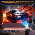[Electric Focus ] 4K Projector with WiFi and Bluetooth, Portable Stand Projector with 200 ANSI, Movie Projector for Home Entertainment