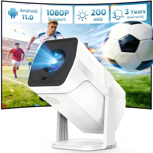 GCZ Projector 4K 1080P Support, Smart Projector with WiFi and Bluetooth, Built-in Apps, Up to 250” Display for Home/Outdoor/Party