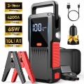 GCZ 4200A Peak Car Jump Starter for All Gas & 10L Diesel Engines, 27000mAh Portable Battery Booster with 65W Car Charger, LED Display & Lighting (3-Year Warranty)