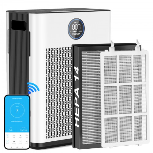 Air Purifier, FRESHDEW Air Purifiers for Home with H14 HEPA and Activated Carbon Filter, Removes 99.99% of Dust,Odors,Smoke,and Pet Hair Covers up to 2300 Sq.Ft, Quiet and Energy Efficient
