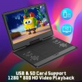 16.9'' Rechargeable Portable DVD Player for Car with 14“ Swivel Screen and Remote Control, Support USB TF Card 1080P-Black
