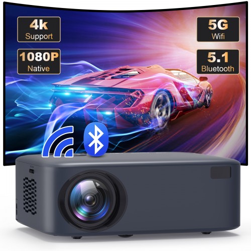 [Electric Focus] GCZ 5G Wifi Projector with Bluetooth Native 1080P Projector, 400ANSI Full HD Projector Supported 4K , LCD Technology Home Theater, Max 300" Screen Supported