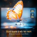 GCZ Projector with WiFi and Bluetooth, 1080P Support, Auto Keystone Electric Focus, Portable Projector for Phone/TV Stick