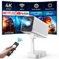 [Netflix-Licensed] Smart Projector with WiFi and Bluetooth, 4K 1080P Support, Electric Focus & Auto Keystone, Rotatable & Height-Adjustable Stand, Max 250" Screen