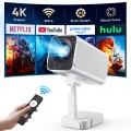 [Netflix-Licensed] Smart Projector with WiFi and Bluetooth, 4K 1080P Support, Electric Focus & Auto Keystone, Rotatable & Height-Adjustable Stand, Max 250" Screen