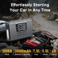 GCZ 3000A Peak Portable Jump Starter with Air Compressor 150PSI, Battery Booster (up to 7.5L Gas&5.5L Diesel), 20,000mAh Power pack with QC3.0 & LED Display&Flashlight