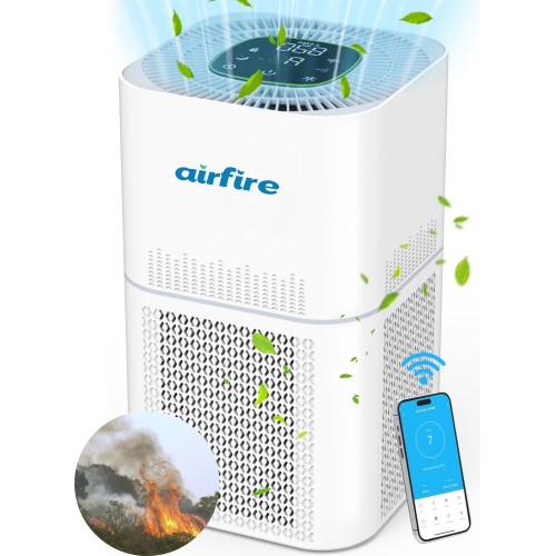 Airfire Air Purifiers for Allergies and Asthma, 1850 Sq. ft Smart WiFi Air Purifier for Large Rooms, H13 True HEPA Filter Remove 99.97% Home Bedroom Odor, Pets, Dander, Smoke, Dust, Mold