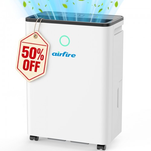 Airfire Dehumidifier, 19 Pint (DOE) Dehumidifier with Drain Hose, Max 2500 Sq.Ft Dehumidifiers for Home Basement, 0.66 Gal Water Tank, Overflow Protection, Auto Defrost& Drain, Humidity Indicator