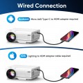 GCZ Bluetooth Projector with Screen, 1080P Support Portable Projector, Compatible with Smartphone, HDMI, for Home, Bedroom, Outdoor Use